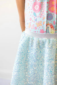 Mila & Rose Girls Sequin Twirl Skort in aqua - kids' item - detail view