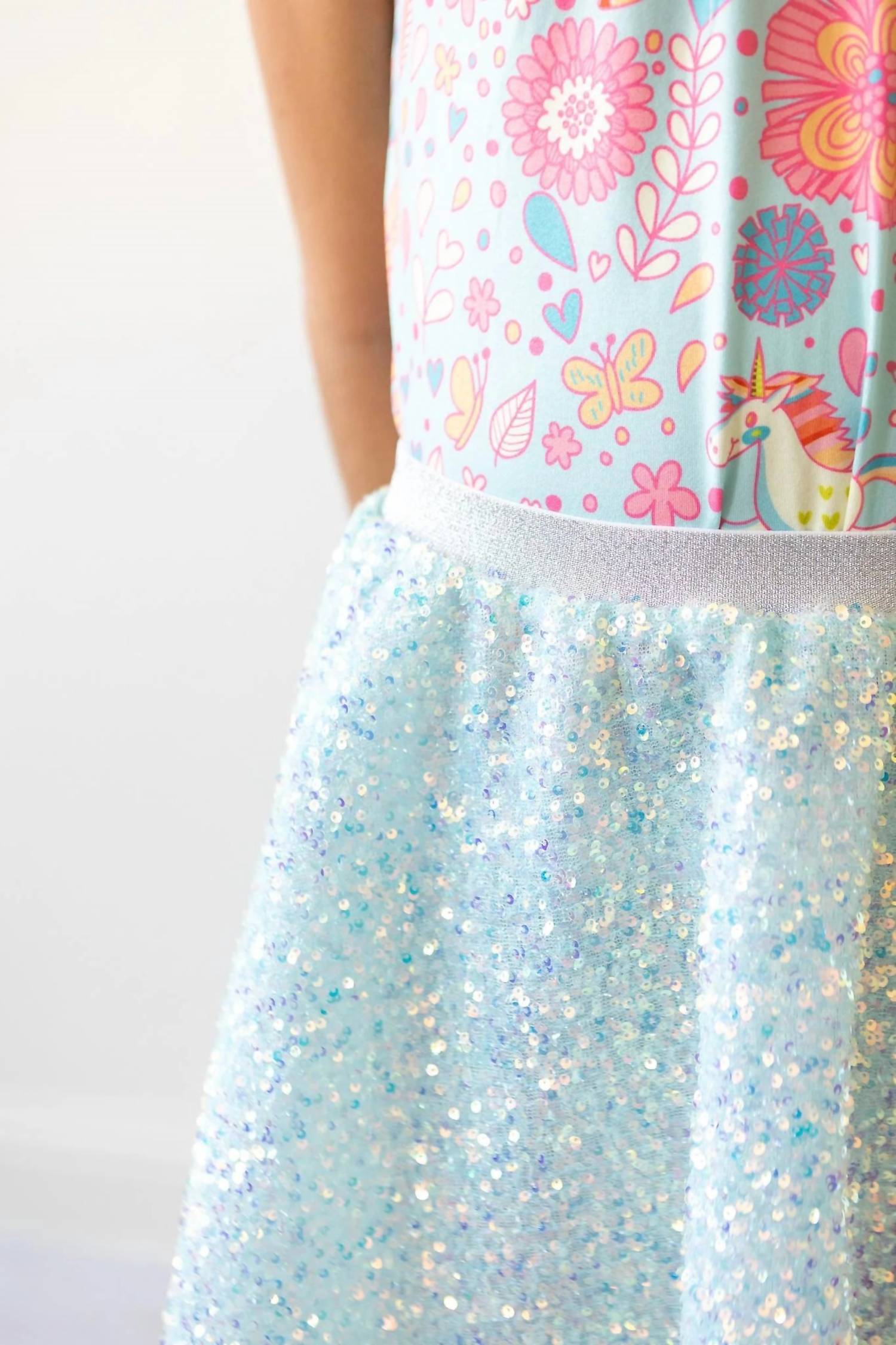 Mila & Rose Girls Sequin Twirl Skort in aqua - kids' item - detail view
