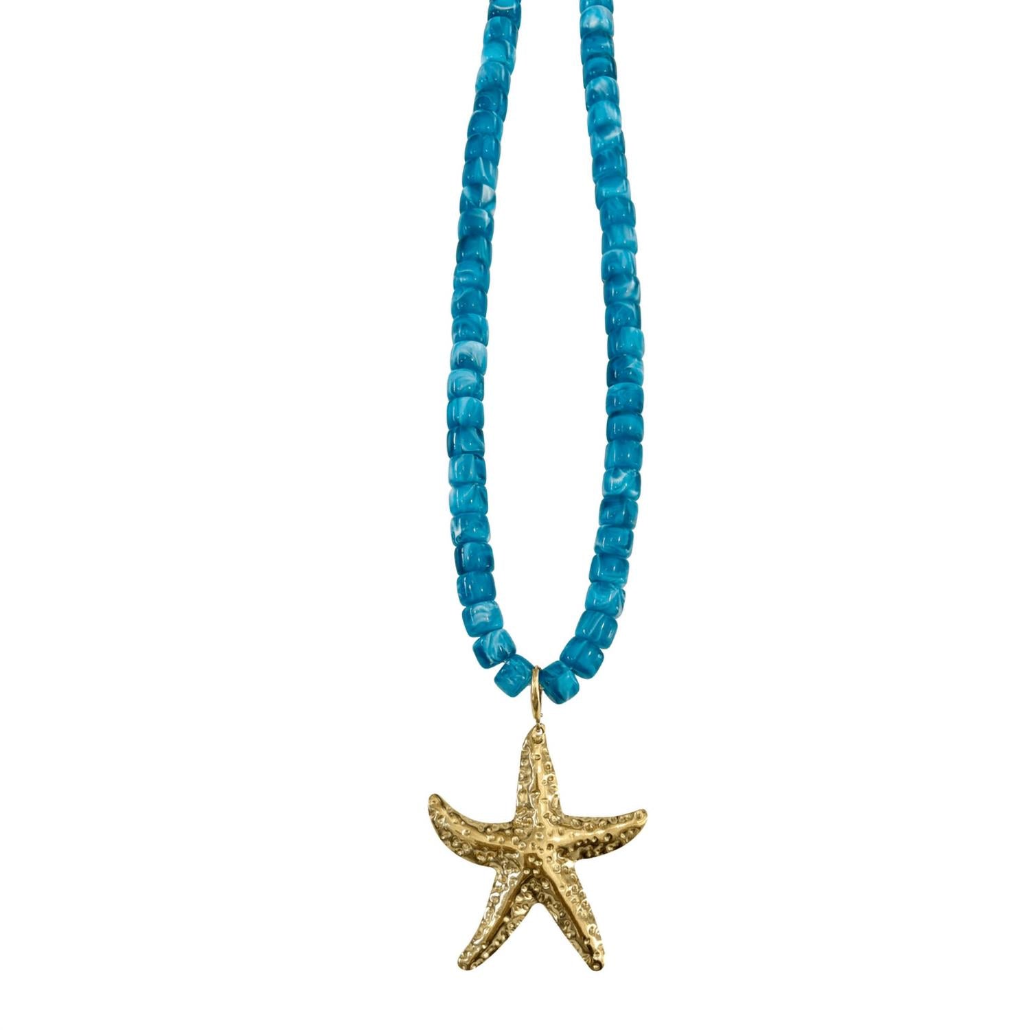 gemelli Delray With Starfish Charm Beaded Necklace in blue - women's jewelry