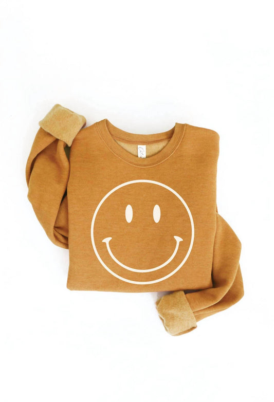 Oat Collective - Unisex Smiley Face Graphic Sweatshirt