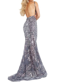 Jovani - Plunging V-Neckline Maxi Dress