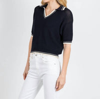 MARELLA Embi Polo Sweater in navy - women's sweater - alternate view