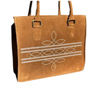Mint Exclusives - Women's Western Boot Stitch Suede Leather Handbag
