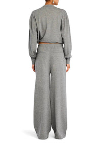 SER.O.YA Alya Knit Pleated Trousers in heather grey - women's pants - detail view