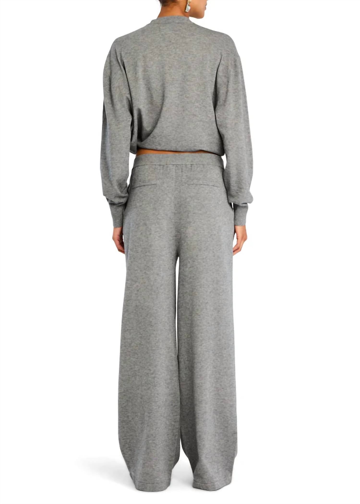 SER.O.YA Alya Knit Pleated Trousers in heather grey - women's pants - detail view