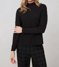 Renuar Textured Top in black - women's long sleeve top