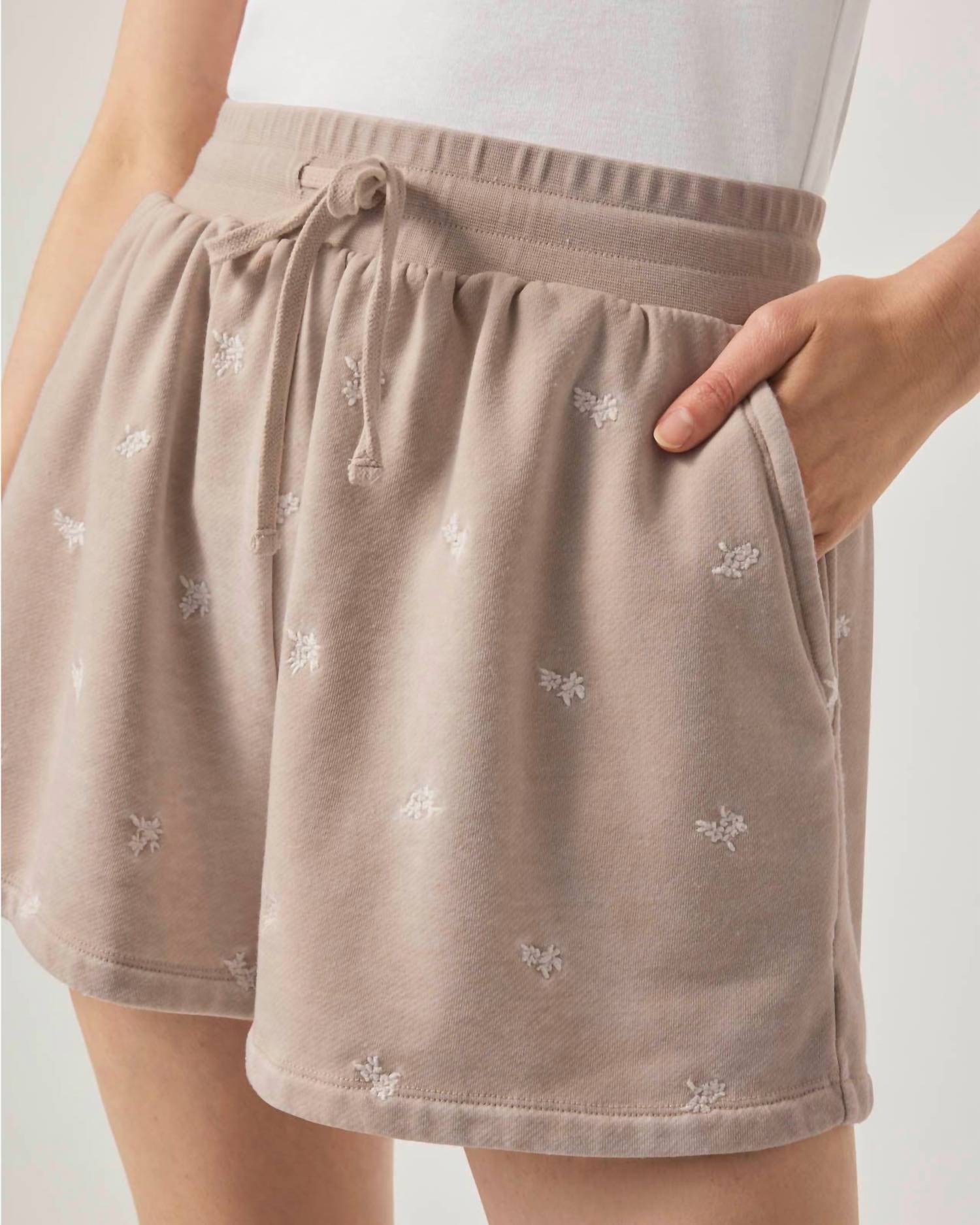 Splendid Elise Embroidered Shorts in fawn floral - women's shorts - detail view