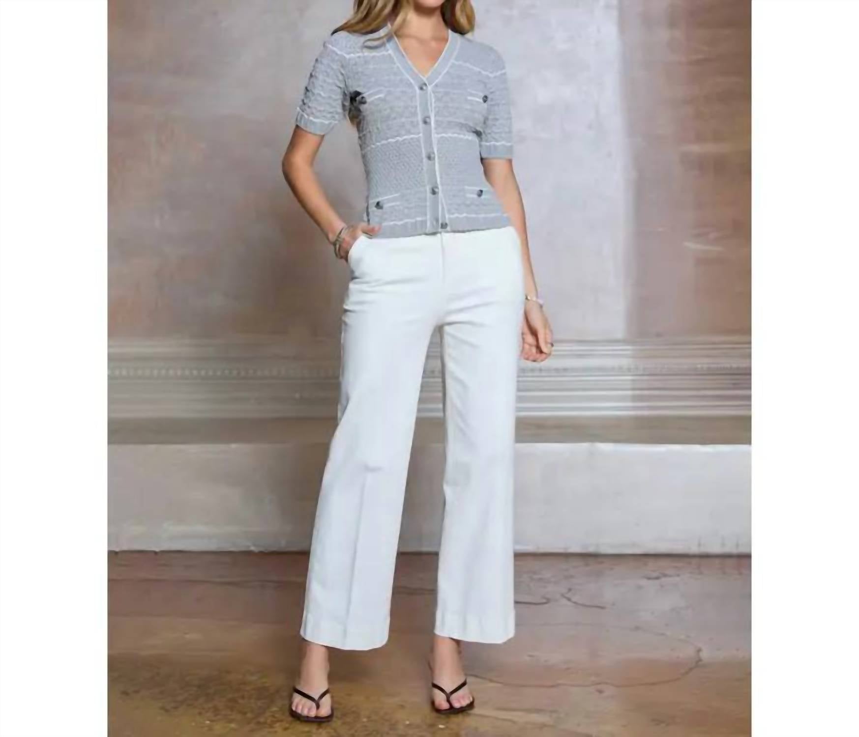 Current Air - striped vneck button top