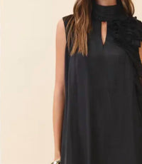 Tcec - Sleeveless Mock Neck Ruffle Dress