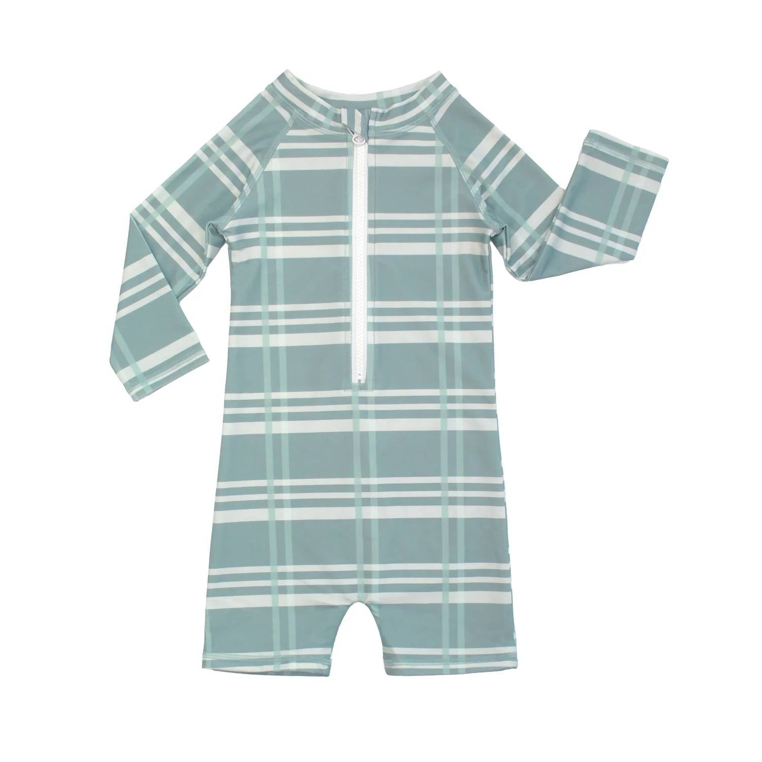 Emerson And Friends - Boy's Plaid One Piece Rash Guard Swimsuit