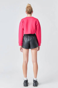 Grey Lab - Faux Leather Diamond Stitch Shorts