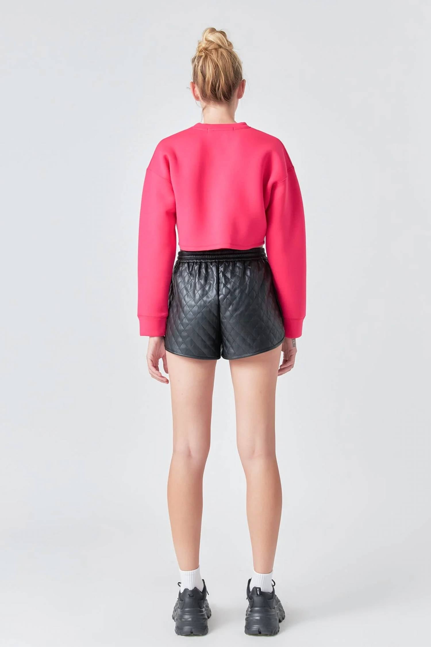 Grey Lab - Faux Leather Diamond Stitch Shorts