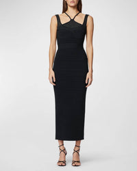 Herve Leger - Ribbed Halter Midi Bodycon Dress