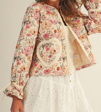LovLov Heart Pockets Ruffled Wrists Jacket in floral - women's jacket - detail view