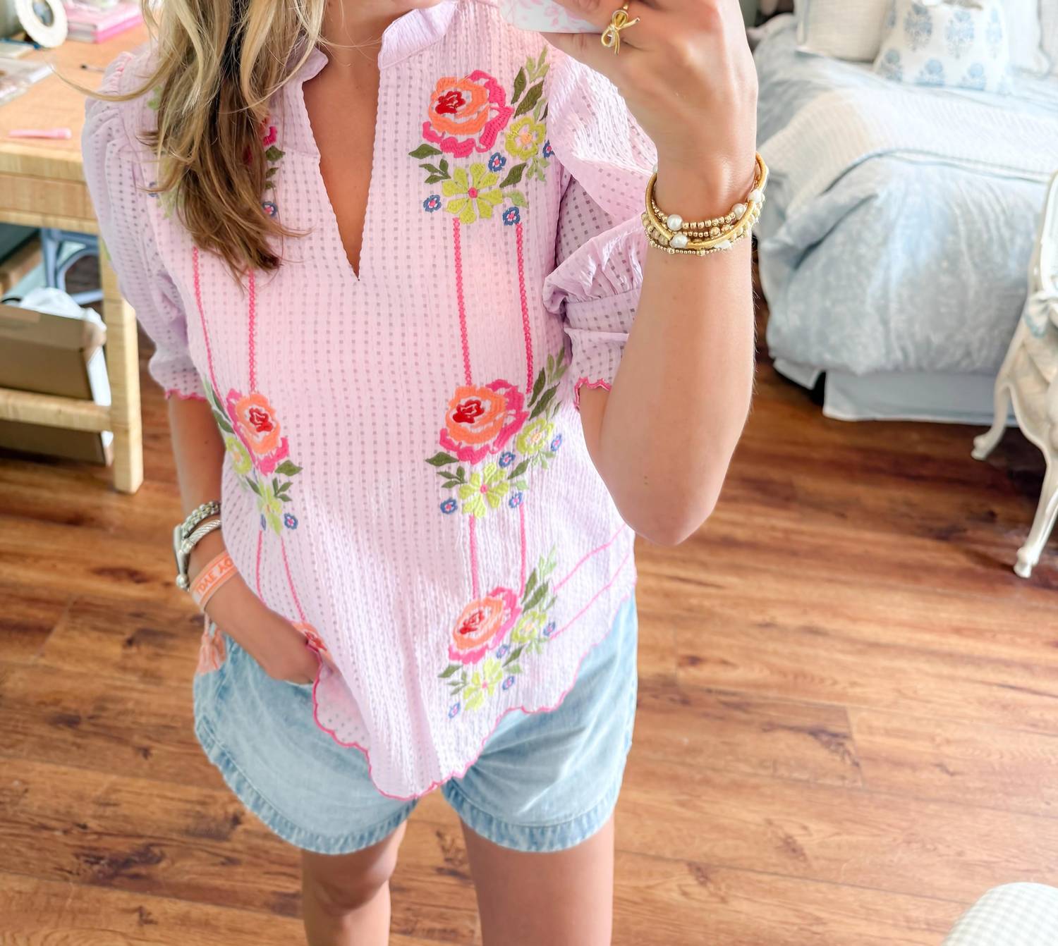 Thml - Embroidered Floral Fave Top