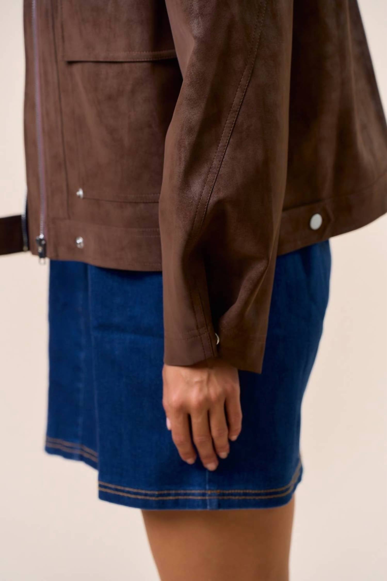 Lalavon - Faux Suede Elevated Utility Jacket
