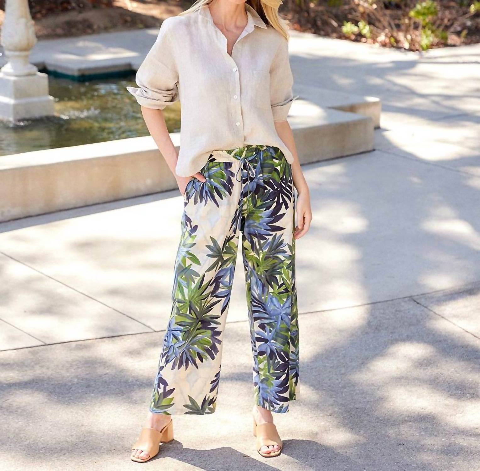 Karen Kane - Long Sleeve Linen Button Up Shirt