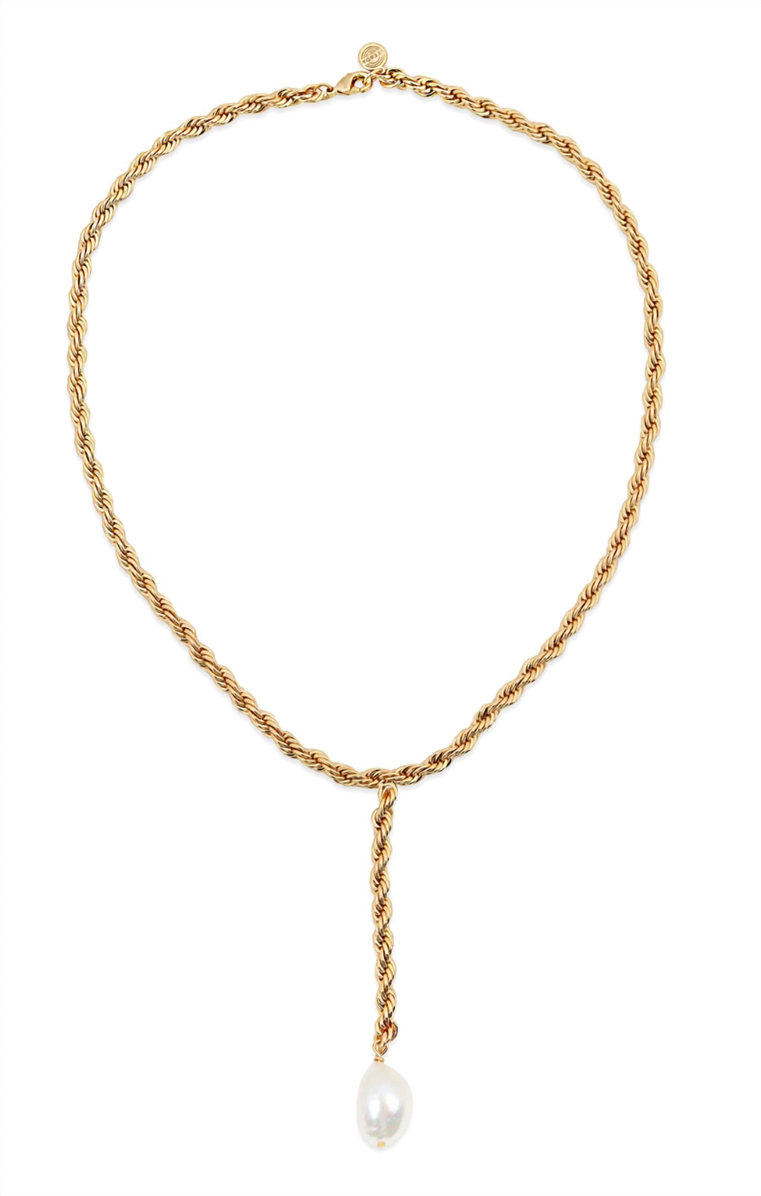 Leeada - Women's Bryn Pearl Lariat Necklace