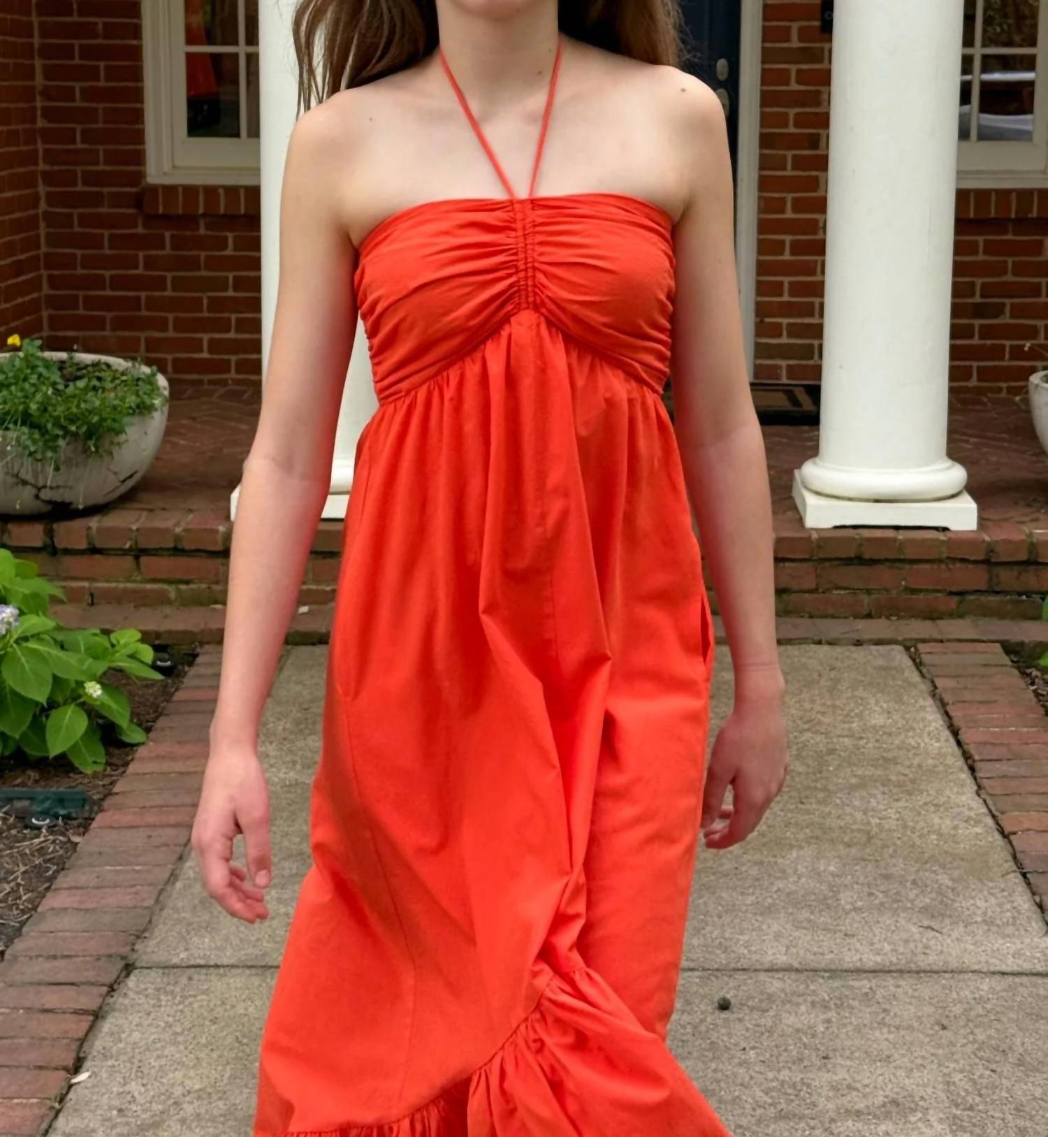 Day + Moon - Ruched Halter Midi Dress