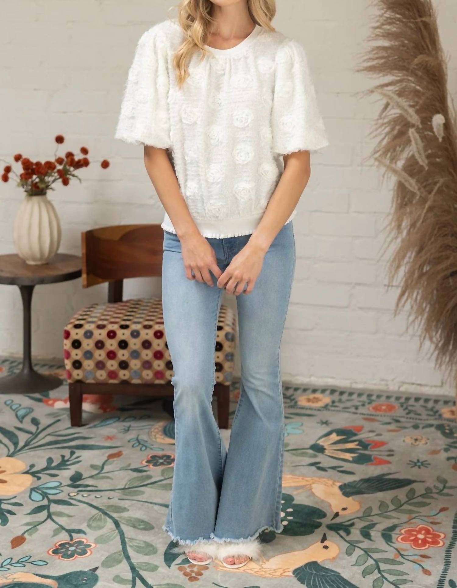 Deon - Hadley Ribbed Ruffle Trim Top