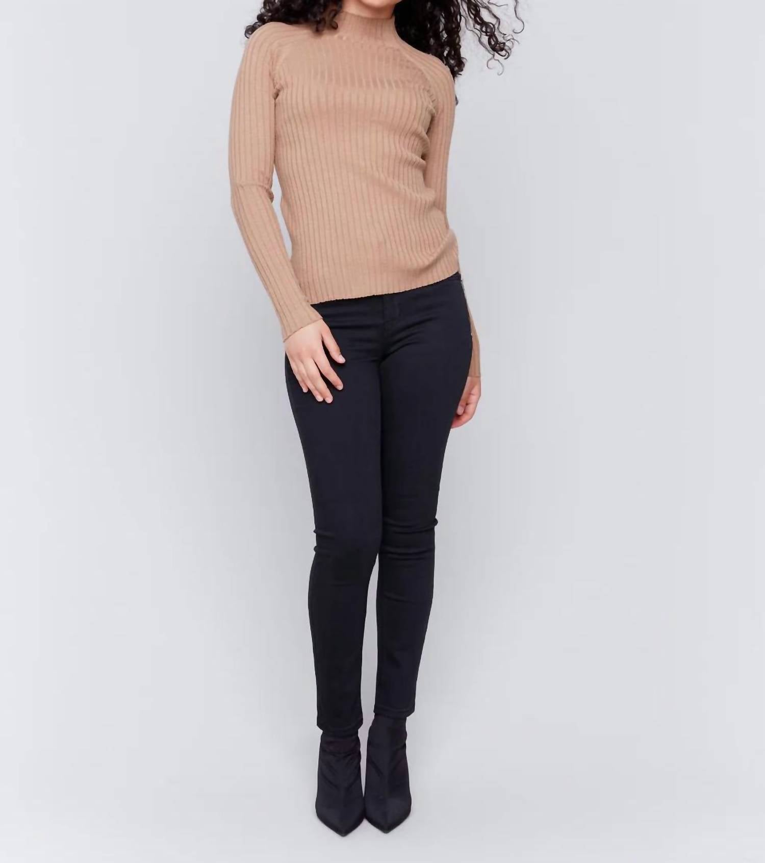 Charlie B - Ribbed Knit Mock Neck Sweater