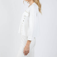 Joseph Ribkoff Three-Quarter Sleeves Button Cardigan in vanilla - women's cardigan - alternate view