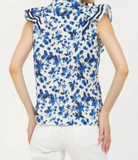 Stellah - Sleeveless Ruffle Button Down Top