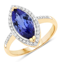 Diana M Jewels Women's Marquise Natural Tanzanite Fashion Ring (2.33 Ct) - Classic Plus in 14k yellow gold - women's jewelry