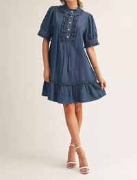 Jodifl - Ruffles And Denim Mini Dress