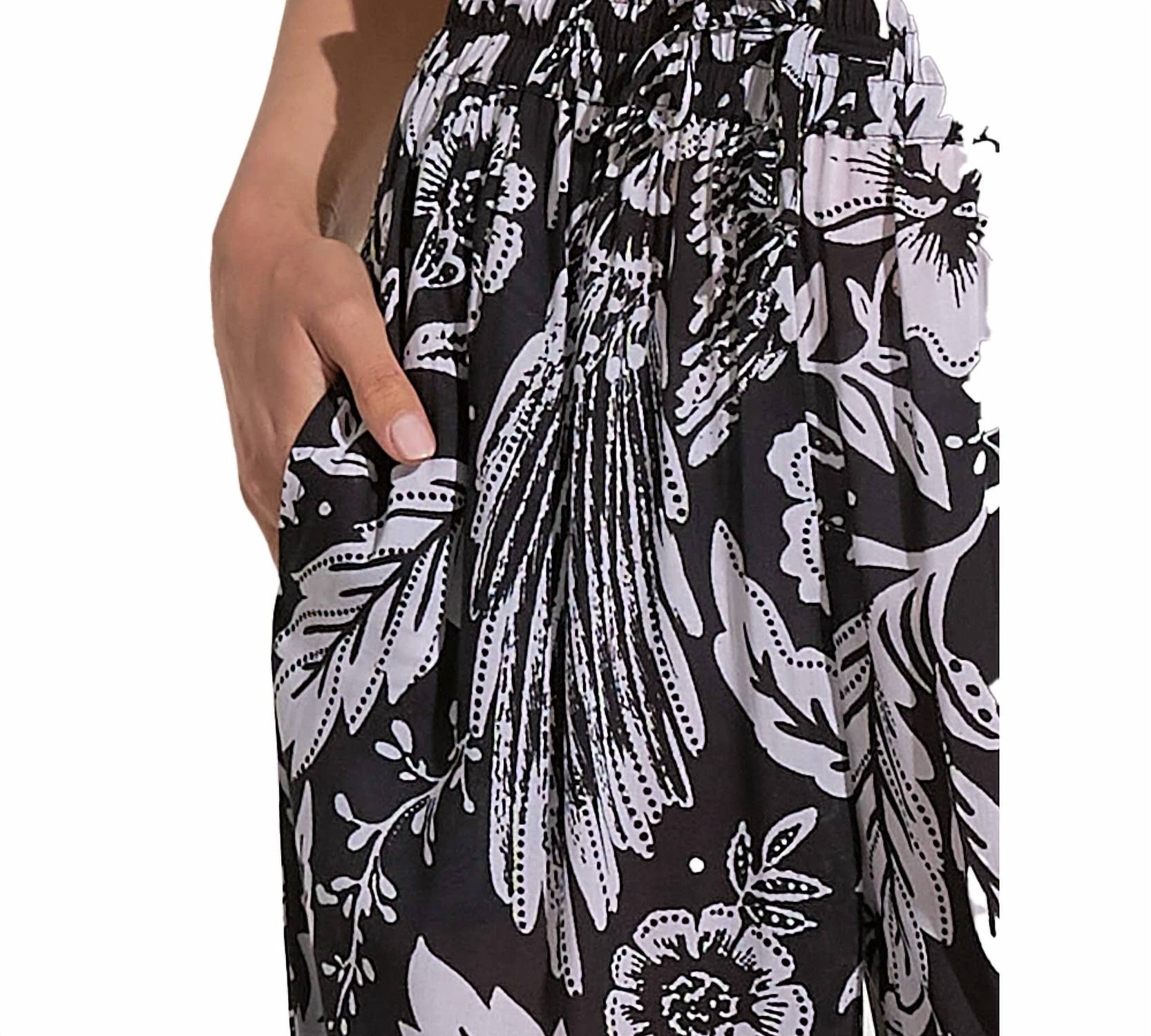 Elan - Floral Cascade Flowy Wide Leg Pants