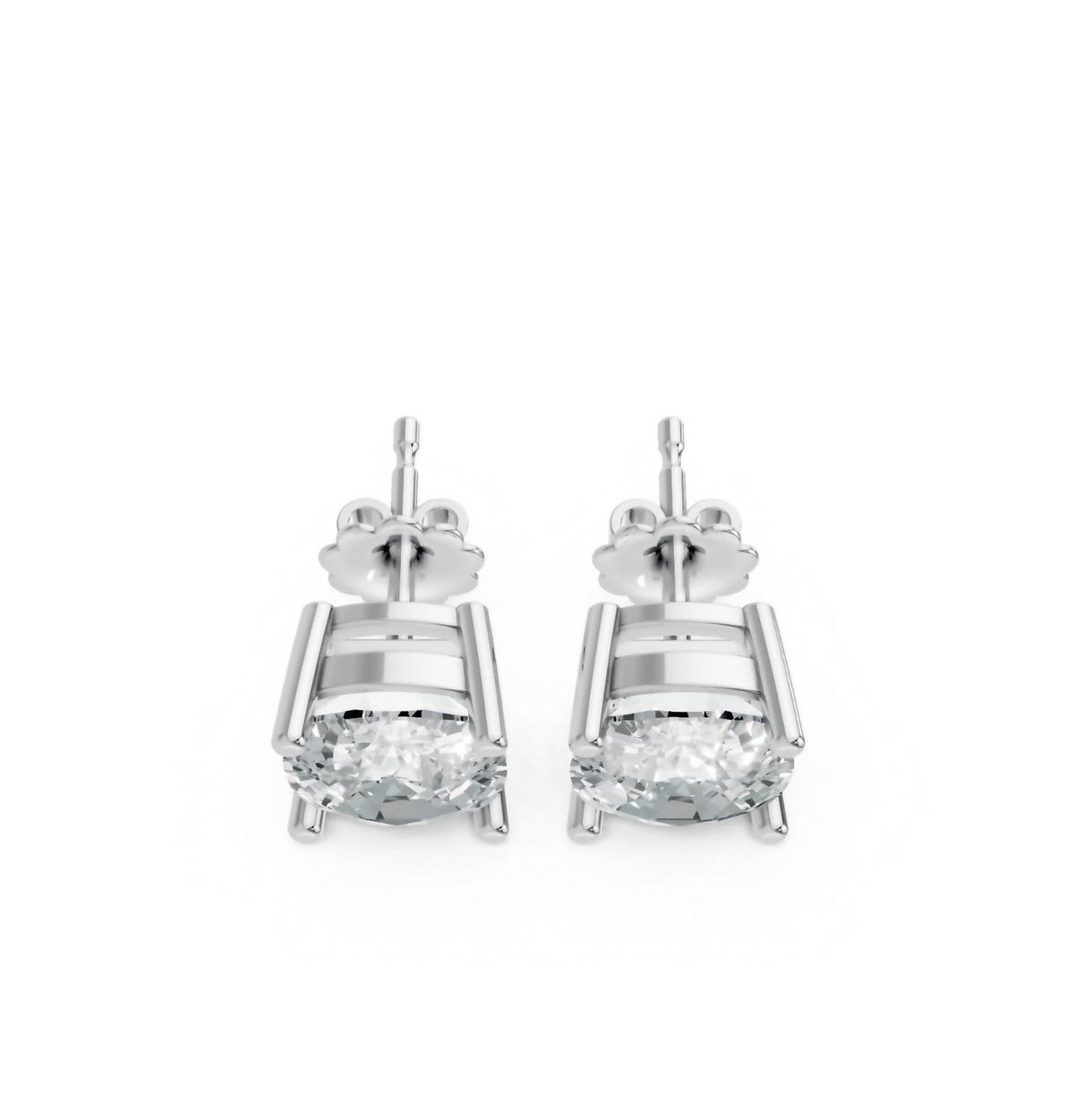 Aamiaa - Women's Cushion Shape 4 Prong Push Back Studs
