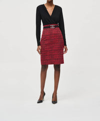 Joseph Ribkoff - Jacquard Knit Plaid Sheath Midi Dress