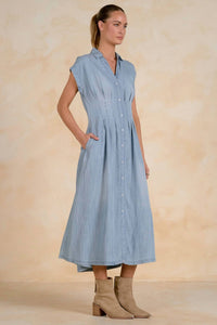 Elan - Chambray Midi Button Down Dress
