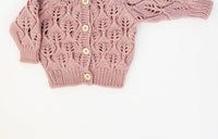 Huggalugs - Girls Leaf Lace Hand Knit Cardigan Sweater