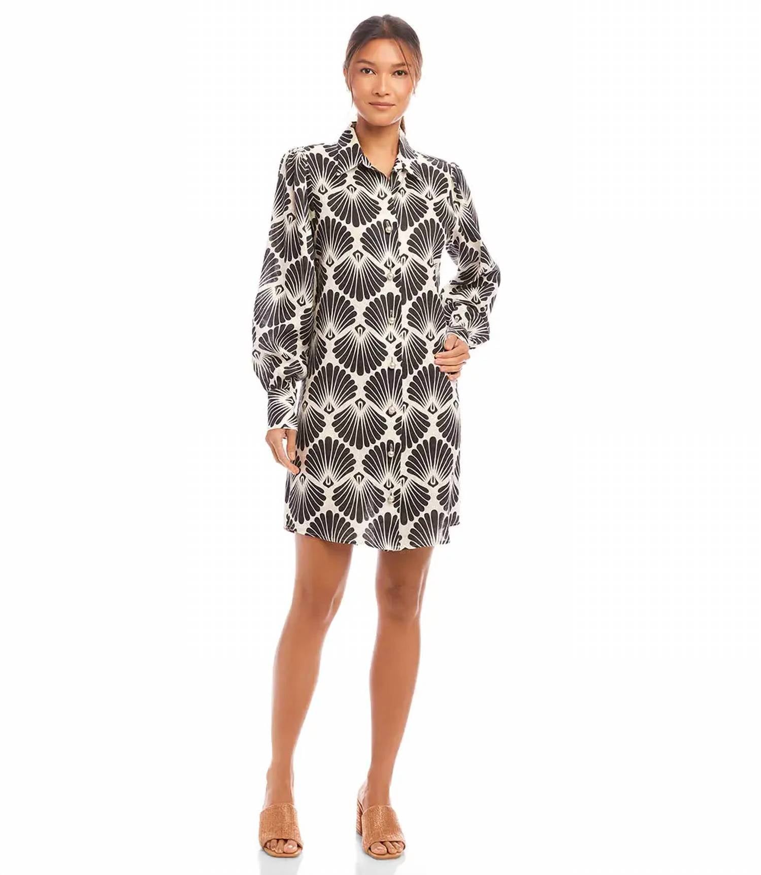 Karen Kane - Bryce Blouson Sleeve Linen Mini Shirtdress