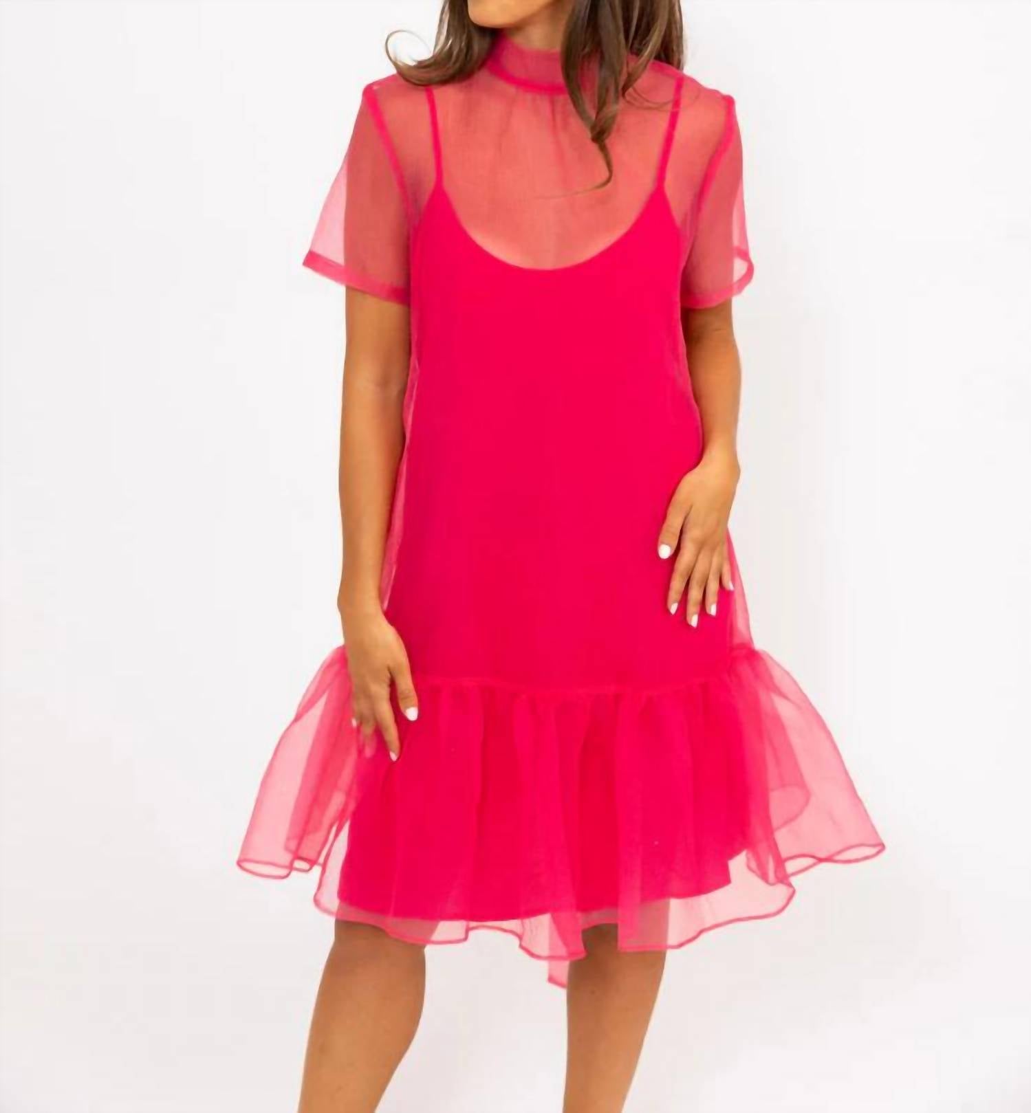Karlie - Solid Organza Mock Bow Short Dress