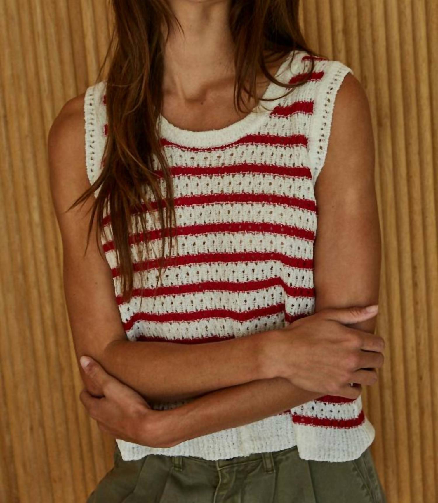 By Together Ravi Striped Knit Top in multi - women's tank top - detail view