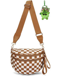 Mimi Wholesale - Women's Checkered Nylon Sling Crossbody Bag