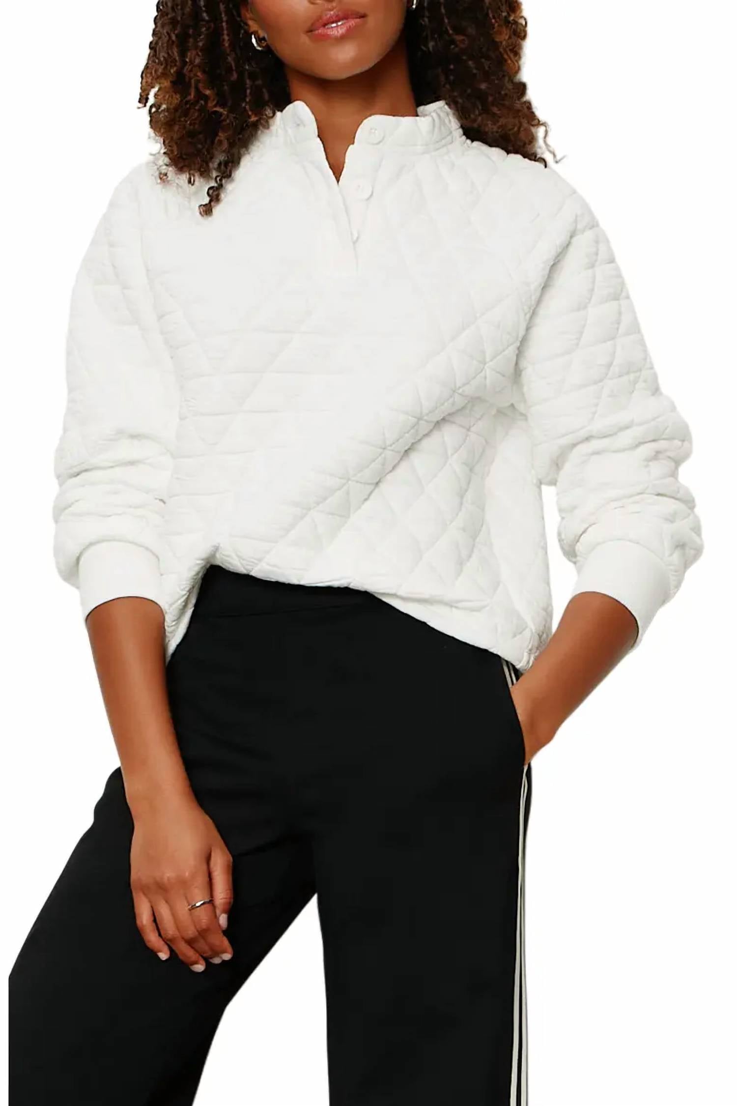 Sanctuary - Quilted Button Up Popover Sweatshirt