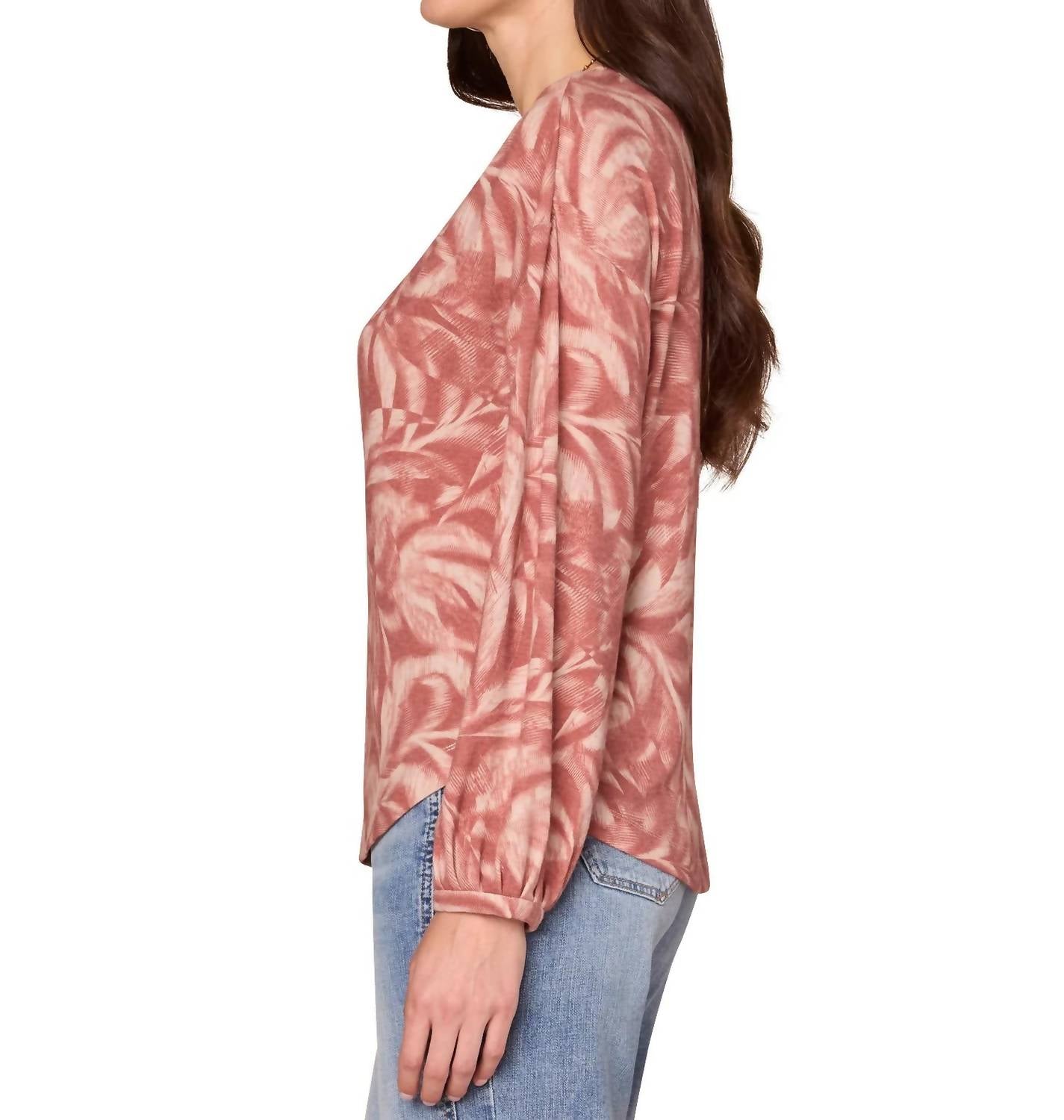 Democracy - Long Sleeve Embroidered Scoop Neck Top
