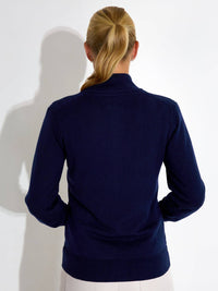 Abacus Sportswear US Lds Liffin Knitted Windstopper Cardigan in navy - women's cardigan - alternate view