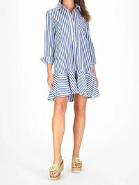 Duffield Lane Iris Classic Stripe Mini Dress in navy and white - women's dress
