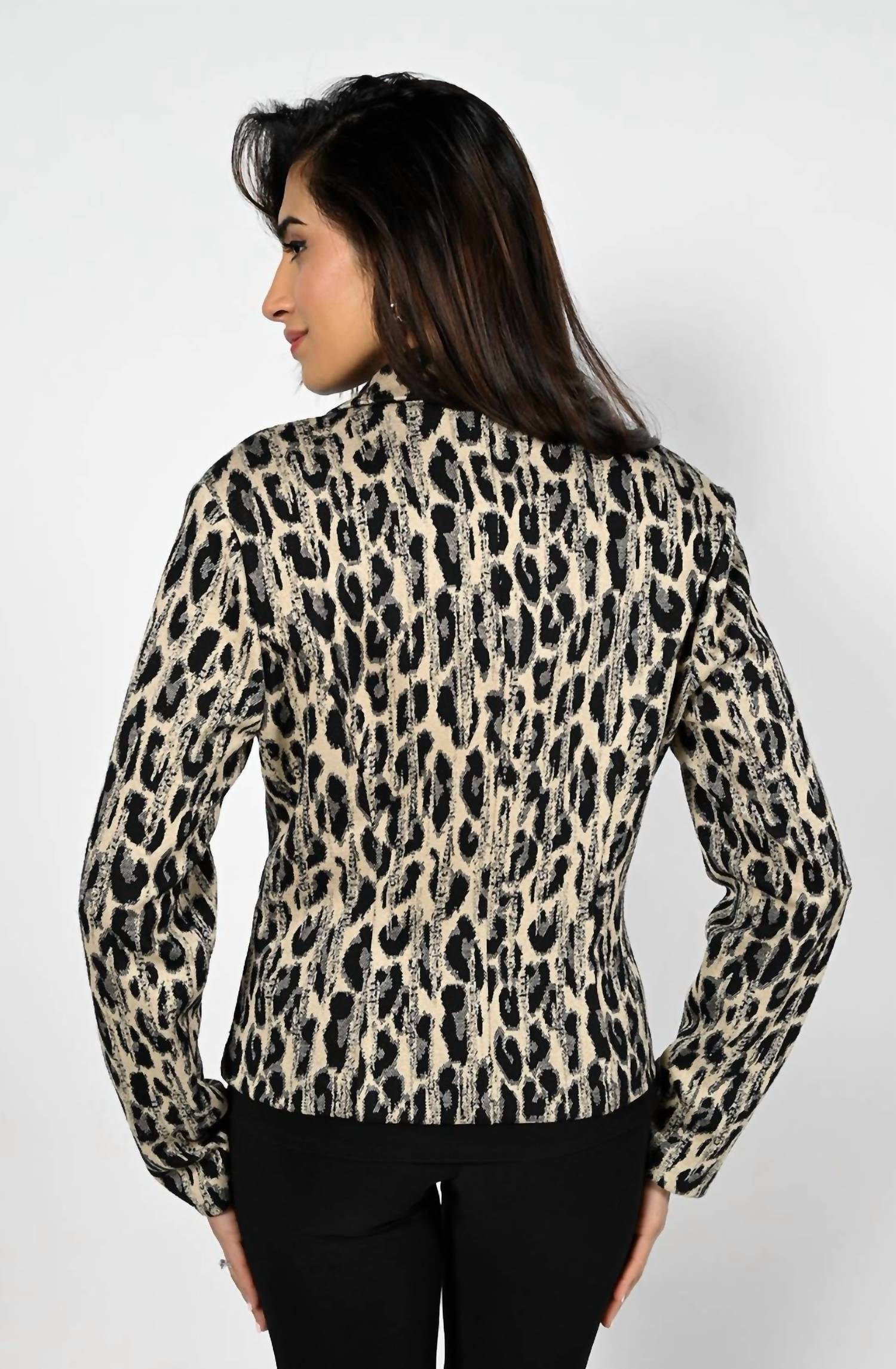Frank Lyman - Leopard Metallic Jacquard Jacket