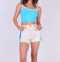 Mokuyobi Sidebar Elastic Back Waistband Shorts in icing - women's shorts