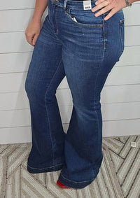 Judy Blue - Women's High Waist Wide Trouser Hem Flare Jean