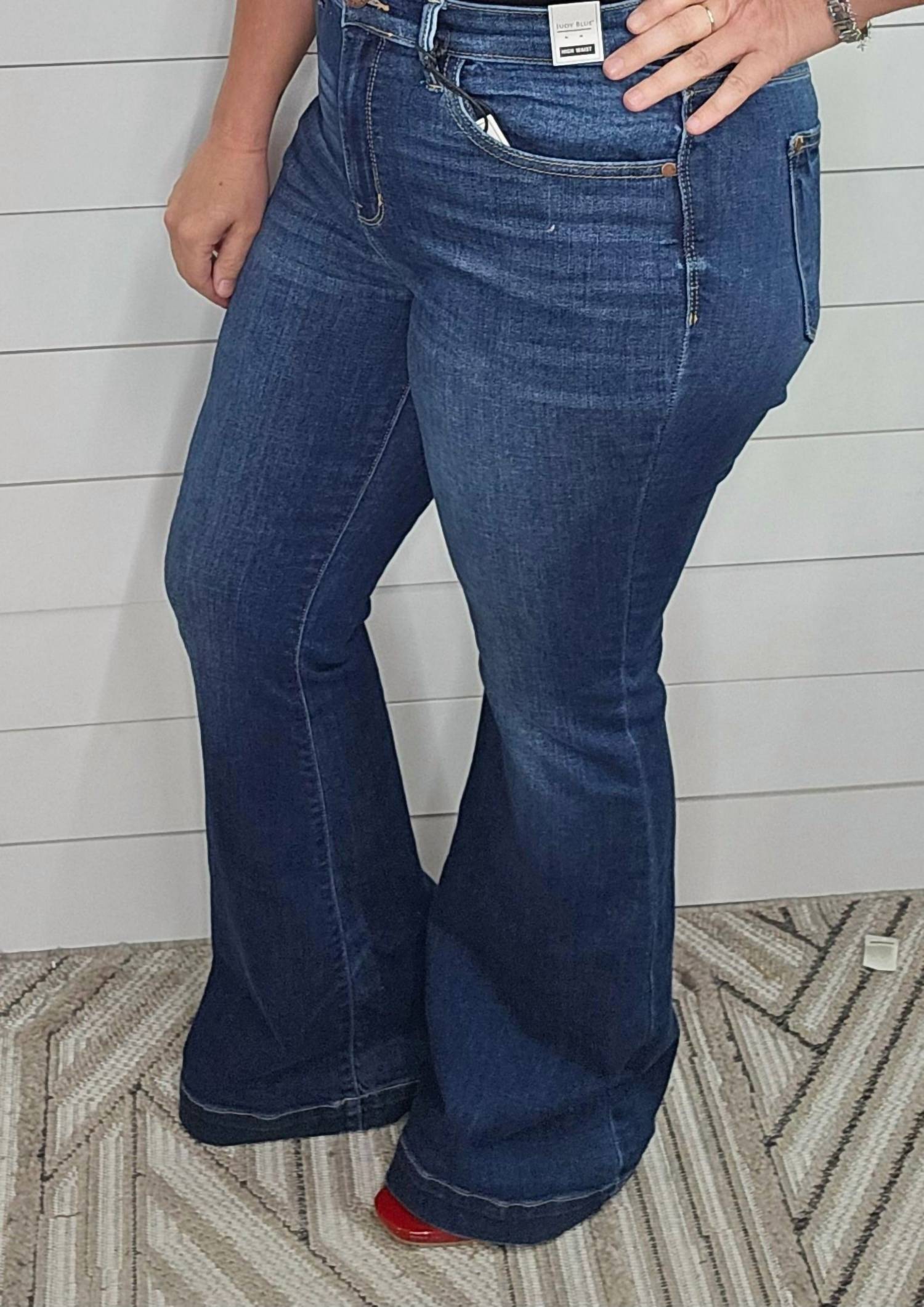Judy Blue - Women's High Waist Wide Trouser Hem Flare Jean