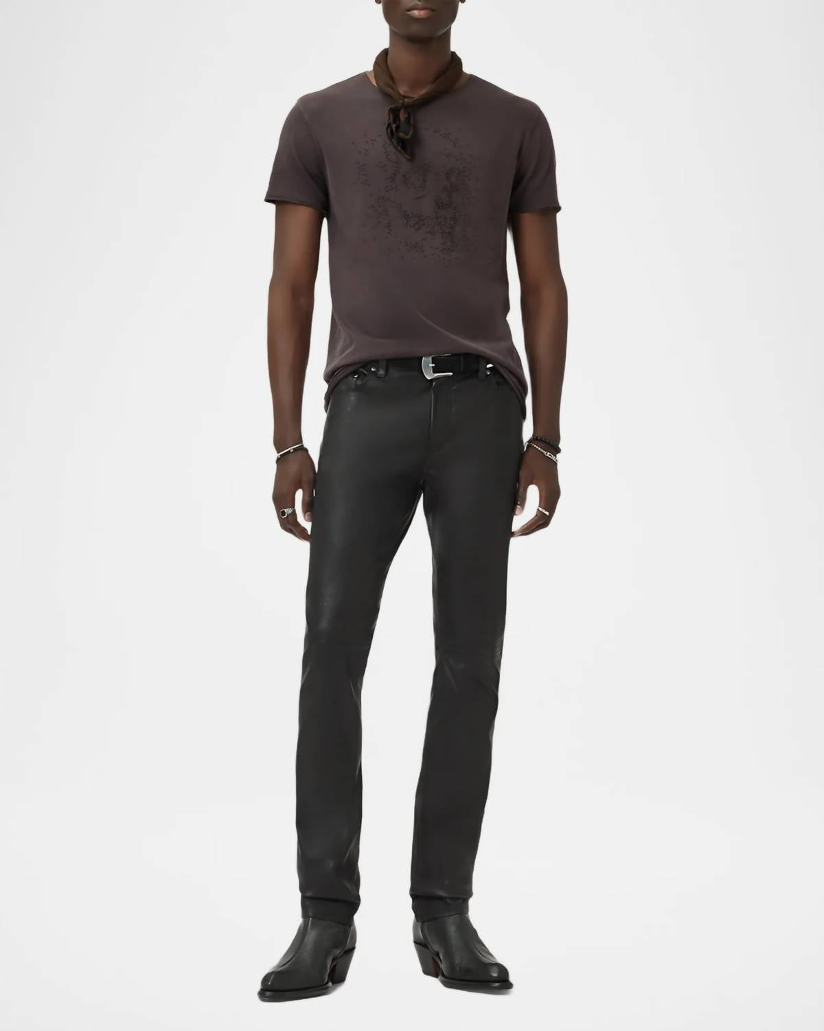 John Varvatos - Short Sleeve Raw Edge Beaded Skull Tee