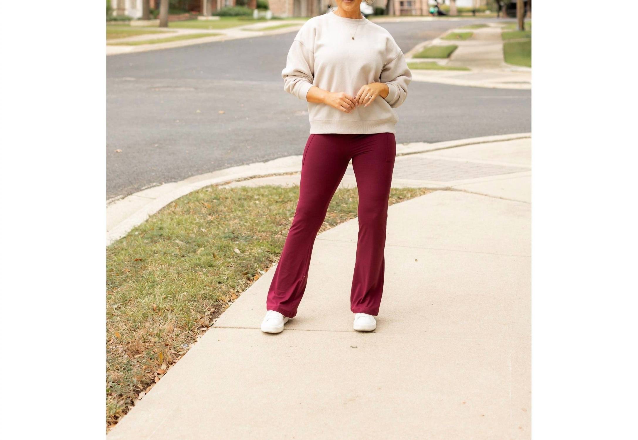 Julia Rose The Maeve Bootcut Leggings With Pockets in maroon 1 - women's pants - view 5