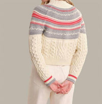 525 America Ayana Cable Pullover With Pattern Yoke in sea salt combo - women's sweater - view 4