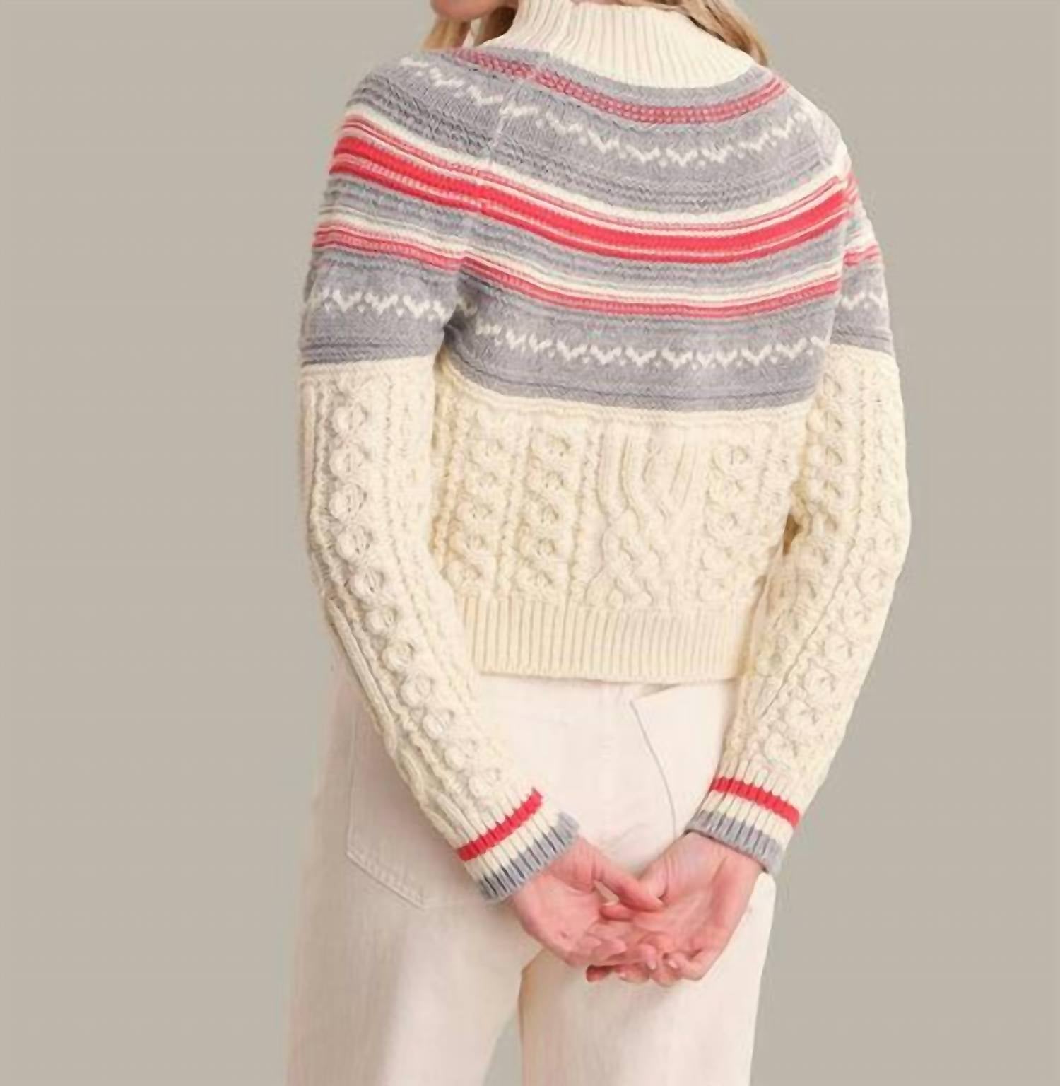 525 America Ayana Cable Pullover With Pattern Yoke in sea salt combo - women's sweater - view 4